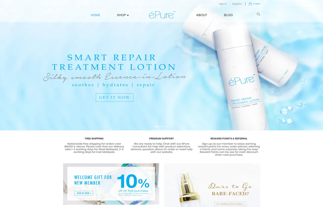 Epure Skin ecommerce preview